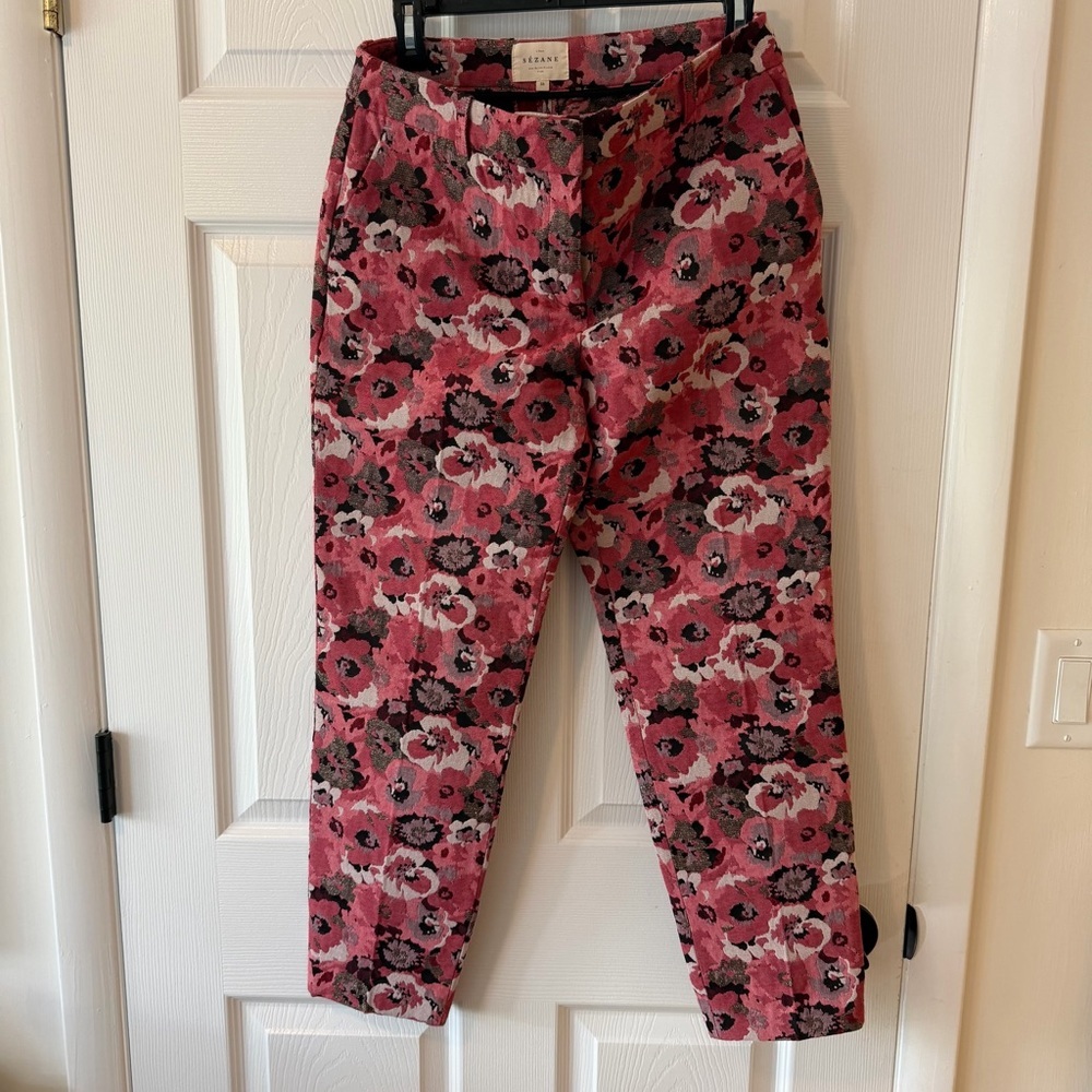 Sezane Gustavo Trousers Pink Floral Patterned Pants